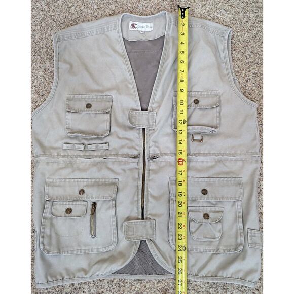 Vintage Fishing Vest Size XXL Beige Khaki Canvas Multiple Pockets Mankesi - Picture 4 of 6